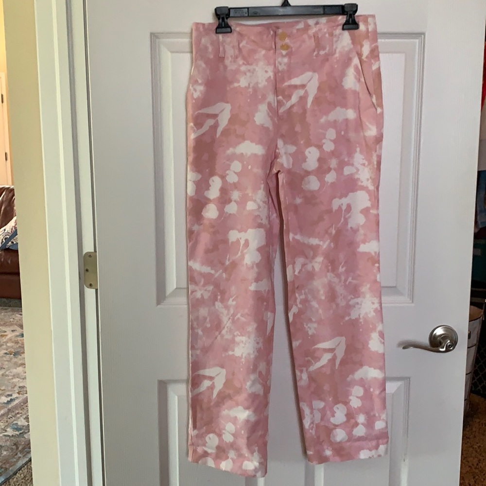 Anthropologie pink & white chinos. EUC